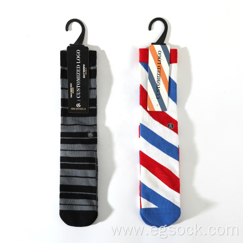 custom embroidery jacquard novelty striped socks